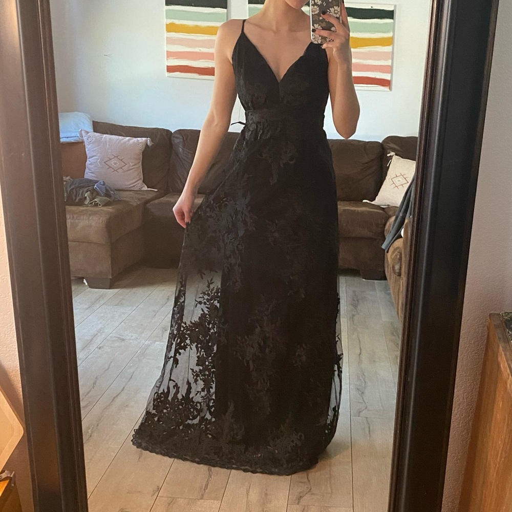 Black Embroidered Lace Dress